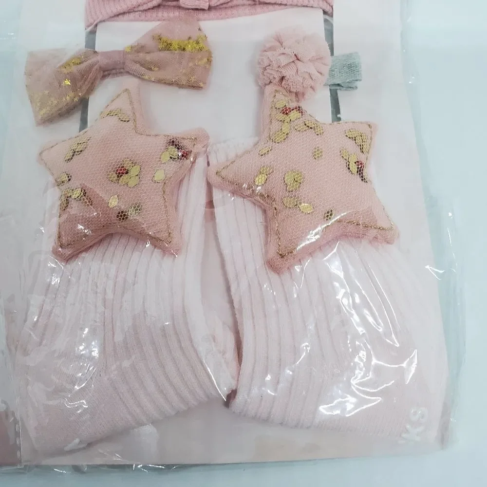 NIB Chicbaby Pink & Gold Hair Accessories & Socks
